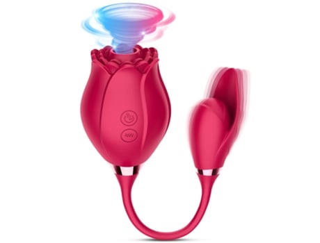 Vibrador de masaje de succión de rosas multifrecuencia de dos cabezas para mujeres (rojo) VEANXIN