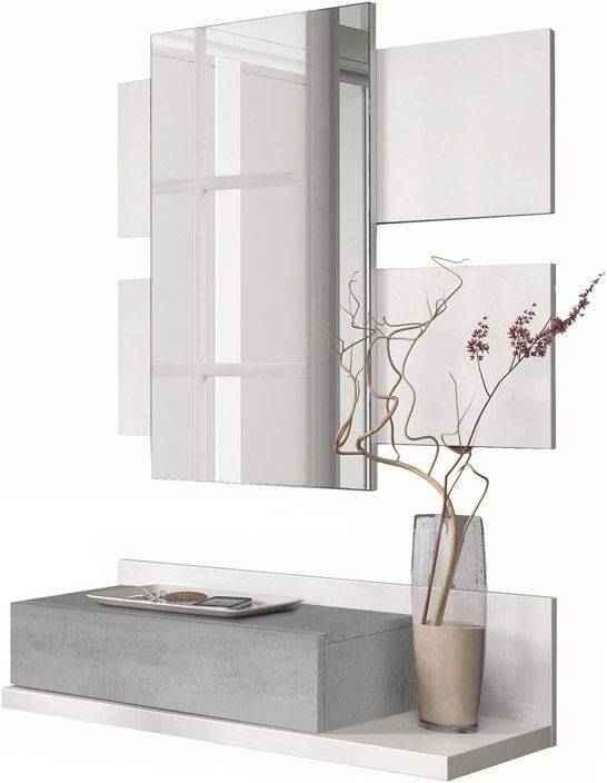 Mueble de Recibidor HABITDESIGN Blanco Artik - Gris Cemento (Melamina - 75 x 116 x 29 cm)