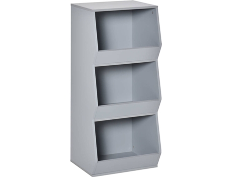 Estantería Infantil Librería de madera homcom gris 38x345x90 cm mdf para niños con 3 almacenamiento juguetes habitación los sala juegos 311026 38x34.5x90