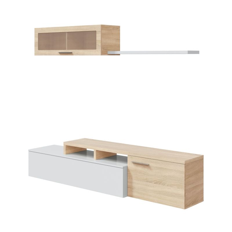 Mueble de TV HABITDESIGN Nexus (Blanco - Melamina - 200 x 43 x 41-34 cm)