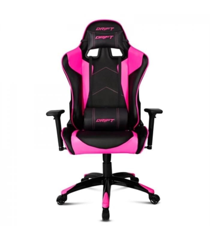 Silla Gaming DRIFT DR300 (Hasta 150 kg - Elevador a Gas Clase 4 - Negro y Rosa)