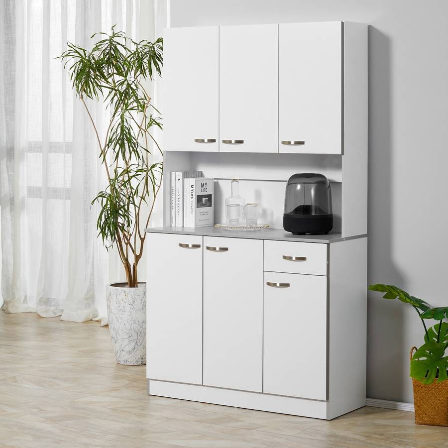 Mueble de Cocina HOMCOM Blanco (Placa PB - 101x37x180 cm)