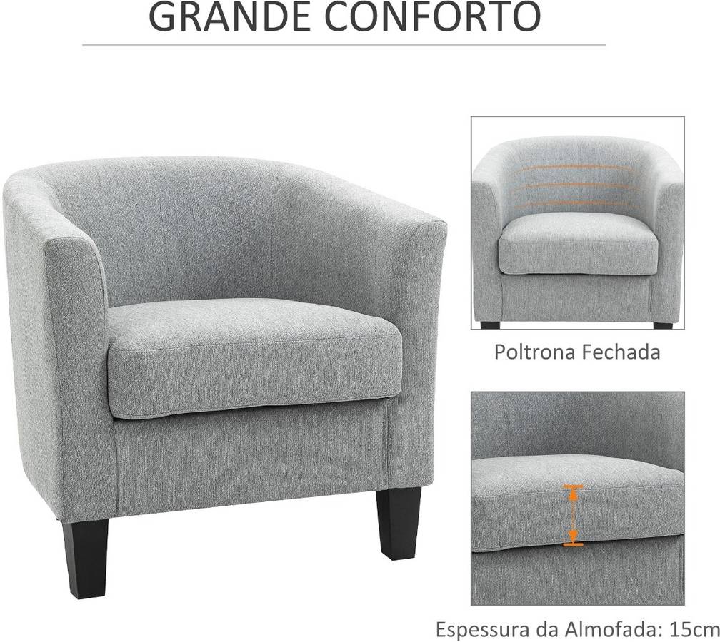 Sillón HOMCOM 839-204 (Gris - Poliéster, Espuma - 75x72x74 cm)