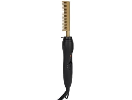 Hurrise Herramienta de Estilismo Peine Alisador Rizador Uso Dual Masculino Barba Estilo Peine Dorado Enchufe EU 220V