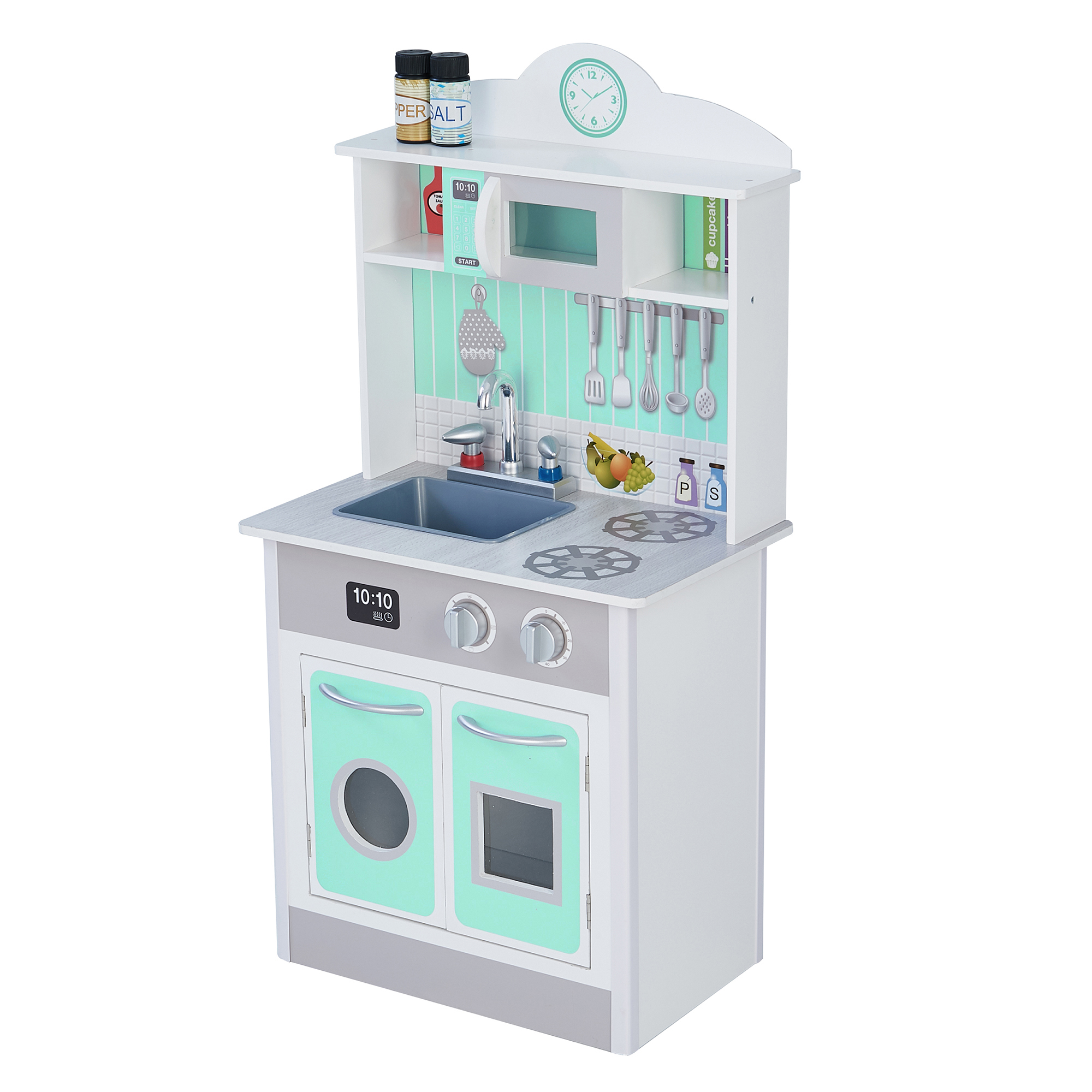 Teamson Kids Pastel little chef juego de madera cocina para niños pequeños 1 pieza td12385m casas 925 cm menta