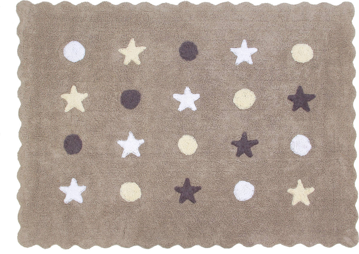 Alfombra Infantil HAPPY DECOR KIDS Little Waves Tricolor (Marrón - Algodón - 160x120 cm)