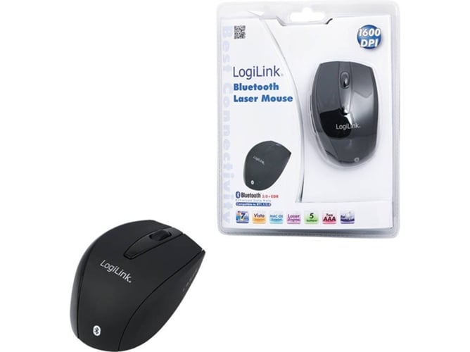 Ratón LOGILINK Maus (Bluetooth - Láser - 1600 dpi - Negro)