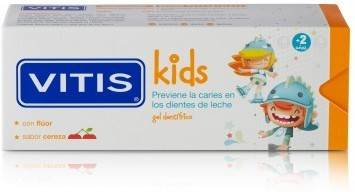 Vitis Kids 50ml con fluor previene las caries en los dientes pasta de cherry flavor 50