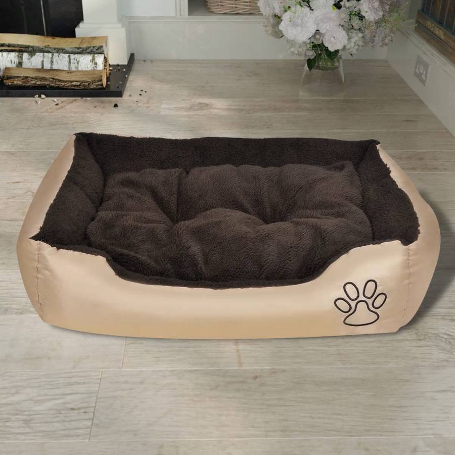 Cama para Perros VIDAXL Acolchado (Marrón - Tejido - Tamaño XXL)