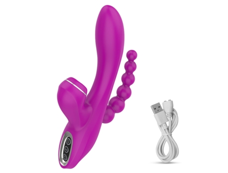 Vibrador de masaje de succión multifrecuencia 3 en 1 para mujer (púrpura) VEANXIN