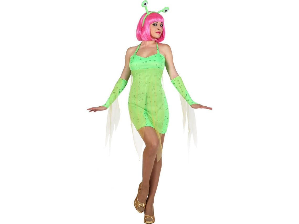 Disfraz de Mujer DISFRAZZES Alien Verde Con Diadema (Talla: M-L - 38/42)