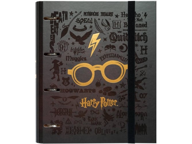 Dossier Harry Potter premium negro 46.5x36.5cm 4 anillos carpeta troquelada erik gafas a4 26x32cm