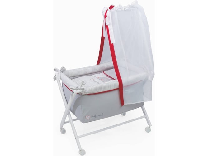 Cuna Naf Minicuna textil y velo rabbit color rojo 55x72x90 8000