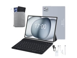 WUXIAN V62 Tablet + Teclado Bluetooth + Funda de Piel + Auriculares + Bolsa Plana (10.1''- 64GB- 4GB RAM -GPS- WiFi-4G - Gris)