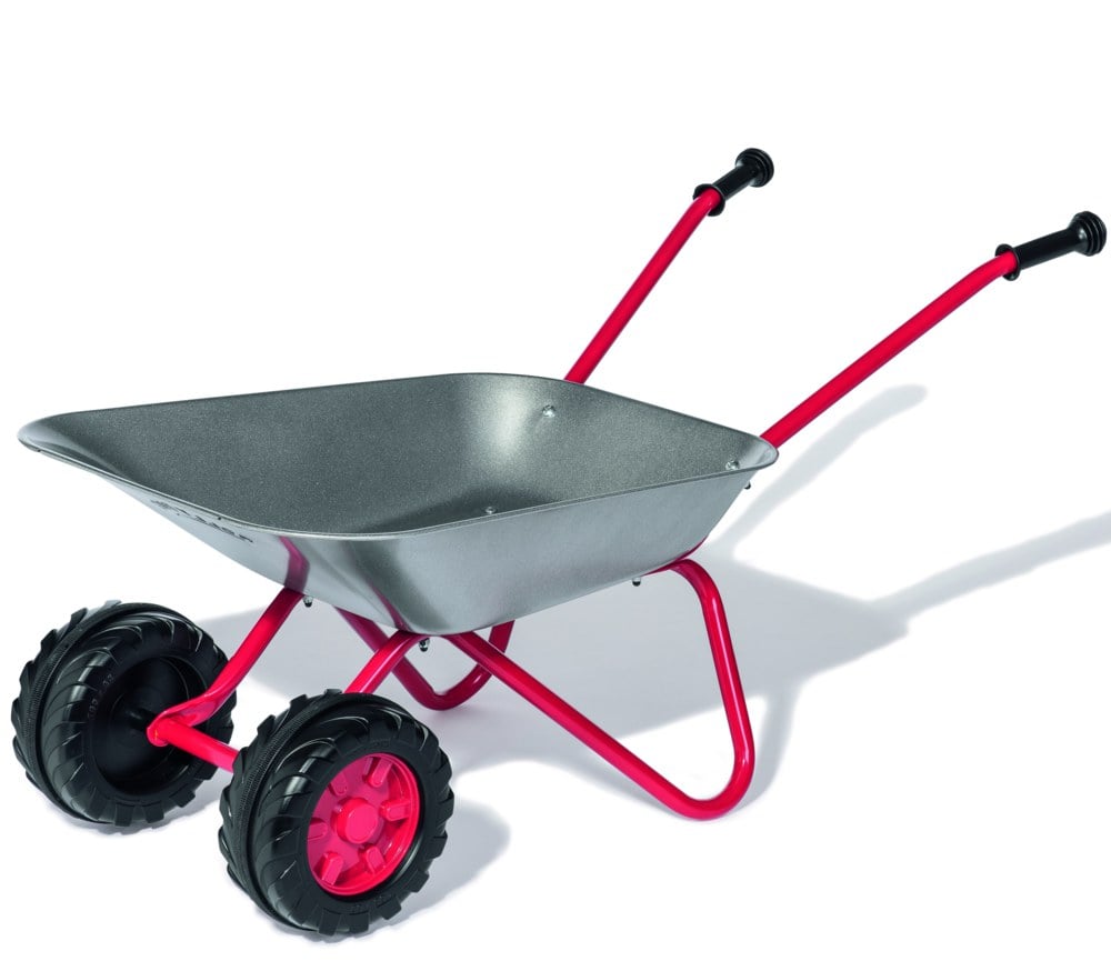 Carrito de Mano ROLLYTOYS de Metal Gris y Rojo con 2 Ruedas