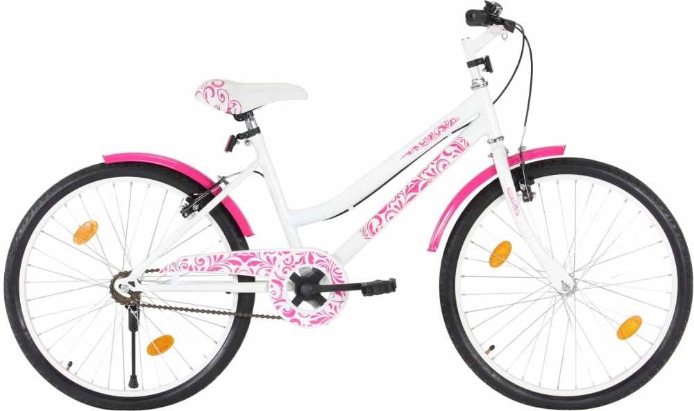 Bicicleta Infantil VIDAXL Blanco y Rosa (Edad Mínima: 8 Años - 24'')