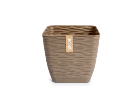 ARECA Wind - Maceta Decorativa Cuadrada 13 cm con Plato Integrado Taupe