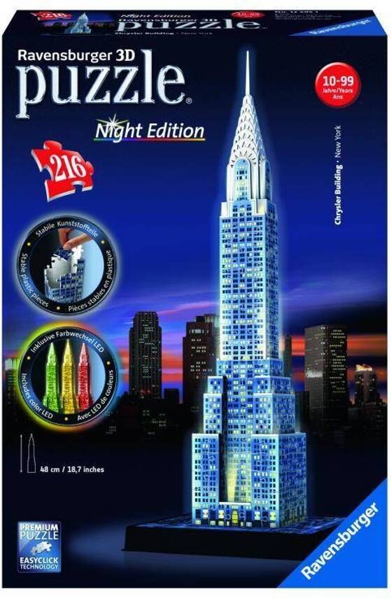 Puzzle 3D RAVENSBURGER Chrysler Building: Night Edition (Edad Mínima: 10 - 216 Piezas)