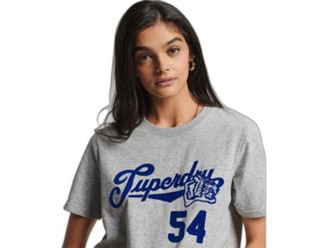 Camiseta para Mujer SUPERDRY (38 - Algodón - Gris)