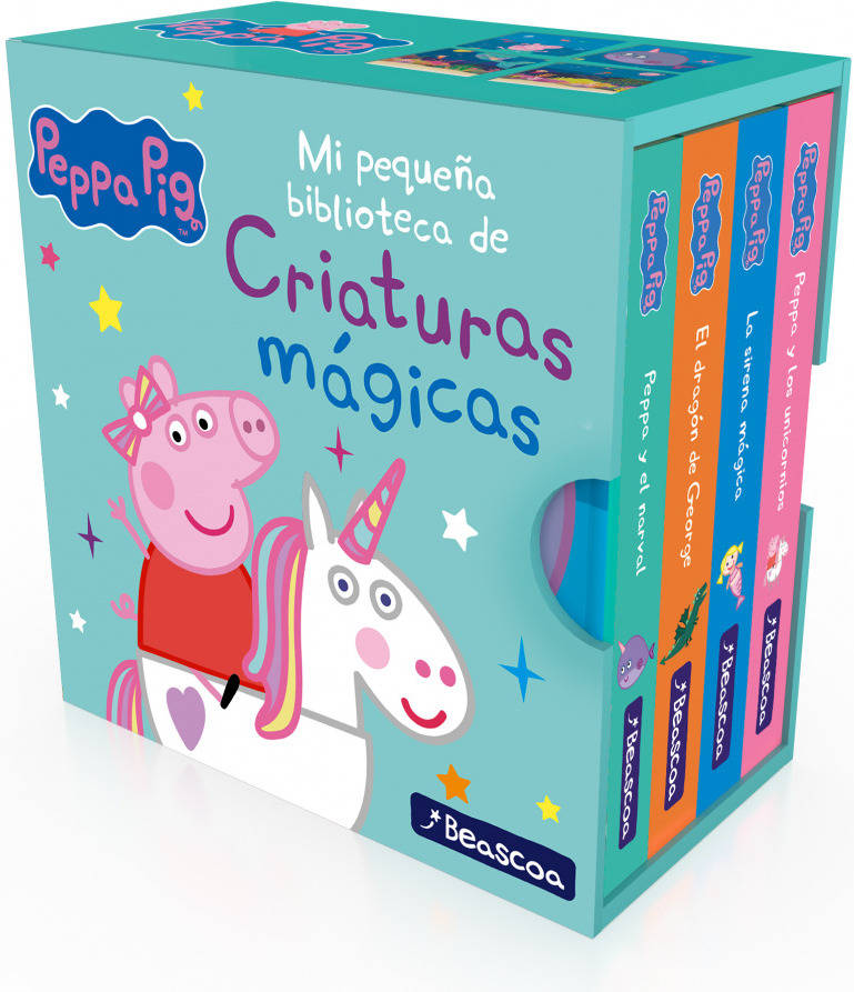 Libro Mi Pequeña Biblioteca De Criaturas Mágicas. Sirenas, Unicornios, Narvales Y Dragones (Peppa Pig) de Hasbro (Español)