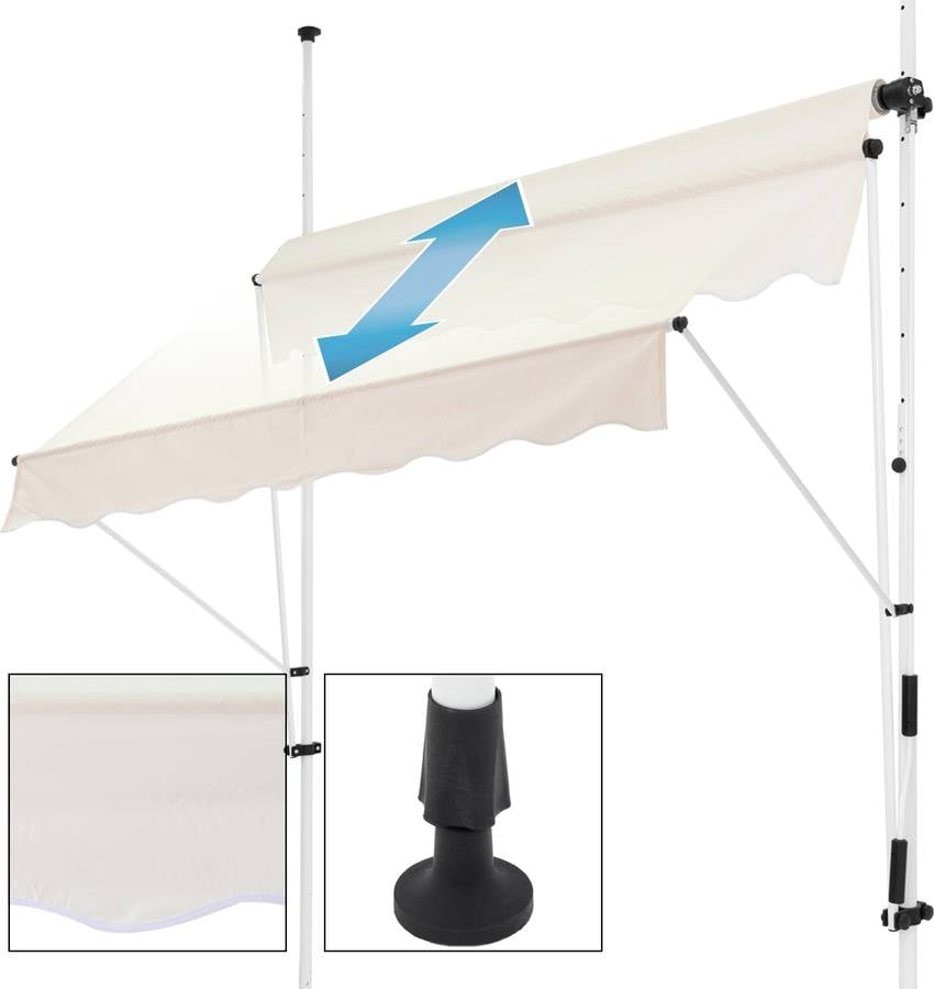 Toldo Retráctil ML-DESIGN de Pinza (Beis - Acero - 150x120 cm)