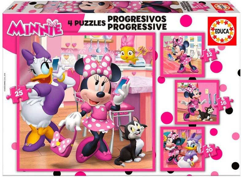 Puzzle EDUCA BORRAS Minnie Ayudantes Felices (12-16-20-25 Piezas)