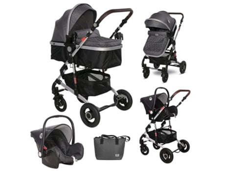 Carrito de bebé trío convertible ALBA PREMIUM de LORELLI steel grey/black