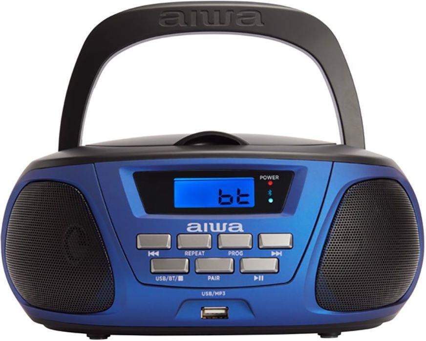 Aiwa Bbtu300bl Reproductor de cd radio fm tecnología hyperbass entrada audio bluetooth usb. edic boombox color