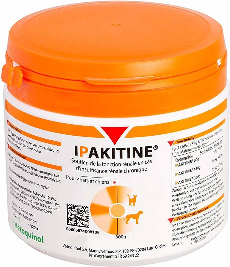 Vetoquinol 009292 Ipakitine 300 gr suplemento renal para gatos y perros. 300g