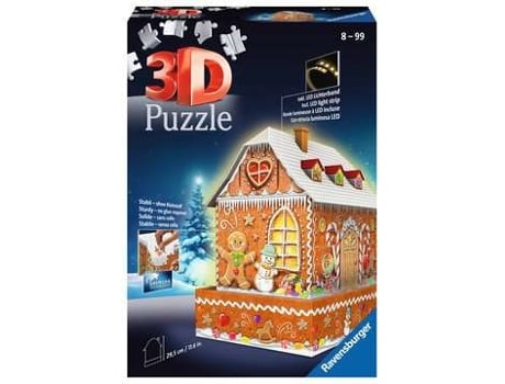 Puzzle RAVENSBURGER Christmas Gingerbread House Night Edition Puzle 3D 216 pieza(s) Edificios