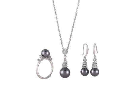 Set de collar femenino S925 Pearl Circon Pending Pendientes para bodas para bodas