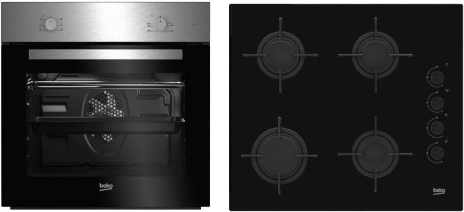 Placa de Gas + Horno Elétrico BEKO Bse21031cxd (Horno 66 L - Placa de Gas Butano-Propano - 59.4 cm - Inox)