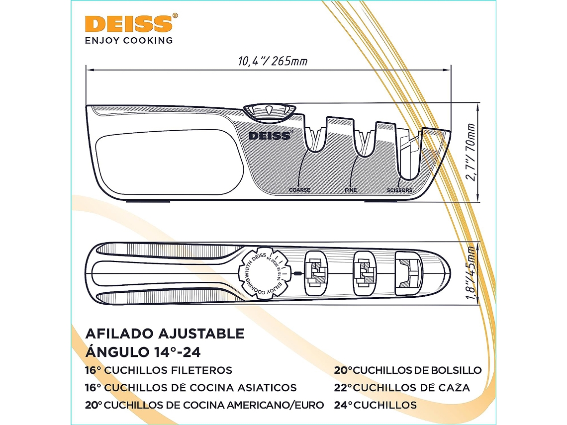 Afilador de Cuchillos Deiss PRO con Pomo de Ángulo Ajustable - Afilador  Manual de Mano para Cuchillos de Cocina, Afilador de Tijeras, Afilador de  Navajas de Bolsillo