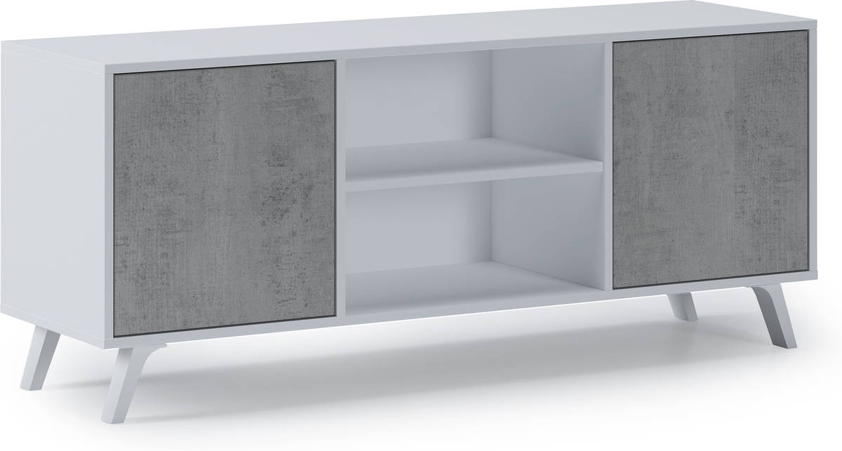 Mueble de TV SKRAUT HOME Wind (137x40x57cm - Melamina - Blanco)