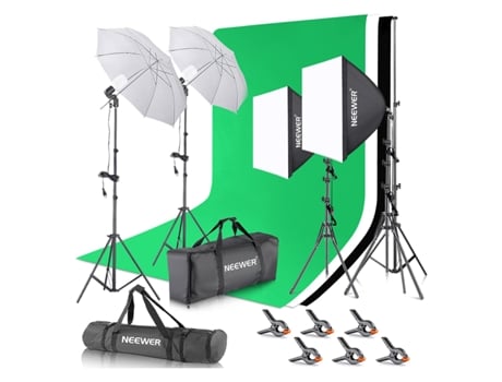 Neewer Kit de Estudio de Fotografía con 3 Fondos de Algodón de 3X3.6M e Iluminación Continua