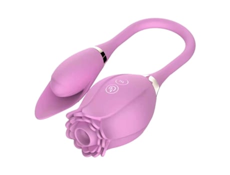 Vibrador de masaje de succión de rosas multifrecuencia de doble cabeza para mujeres (rosa) VEANXIN