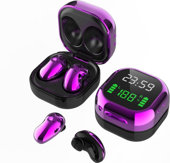 Auriculares Bluetooth True Wireless GETEK s6Plus (In Ear - Micrófono - Morado)