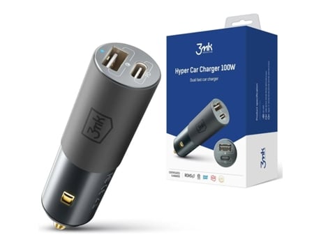 Cargador para Coche 3MK Hypercar Charger Usb-C/Usb 100W. Negro