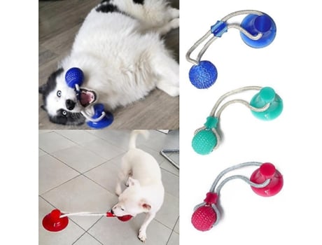 Juguetes para perros Ventosa interactiva Push Tpr Bola Juguetes Mascota Cachorro Mordedura molar Juguete Cuerdas elásticas Limpieza de dientes para...