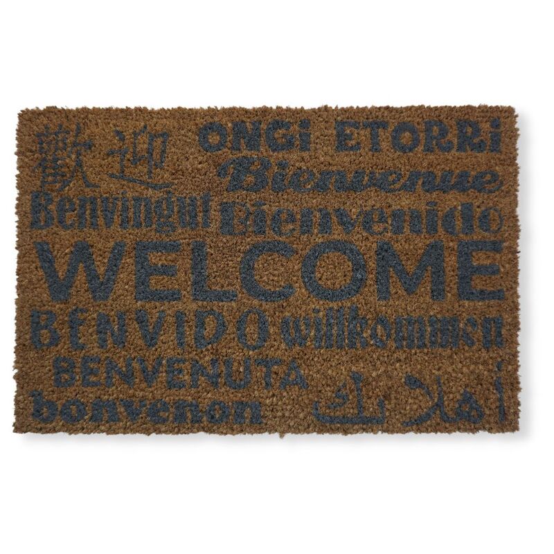 Felpudo Coco Welcome koko doormats entrada casa originales fibra de y pvc exterior 40x60x1.5 cm alfombras puert 60 40 150