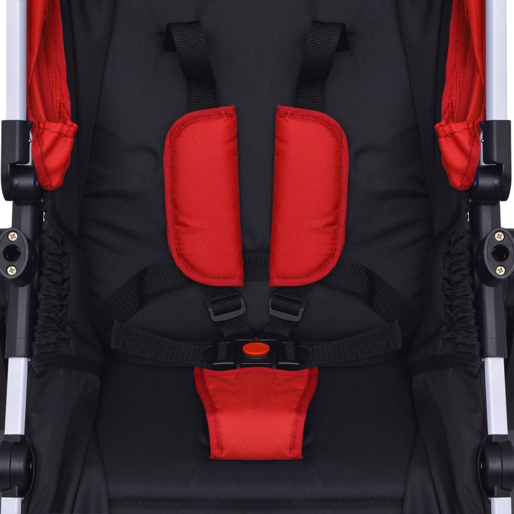 vidaXL Cochecito de bebé 3 en 1 rojo y negro aluminio