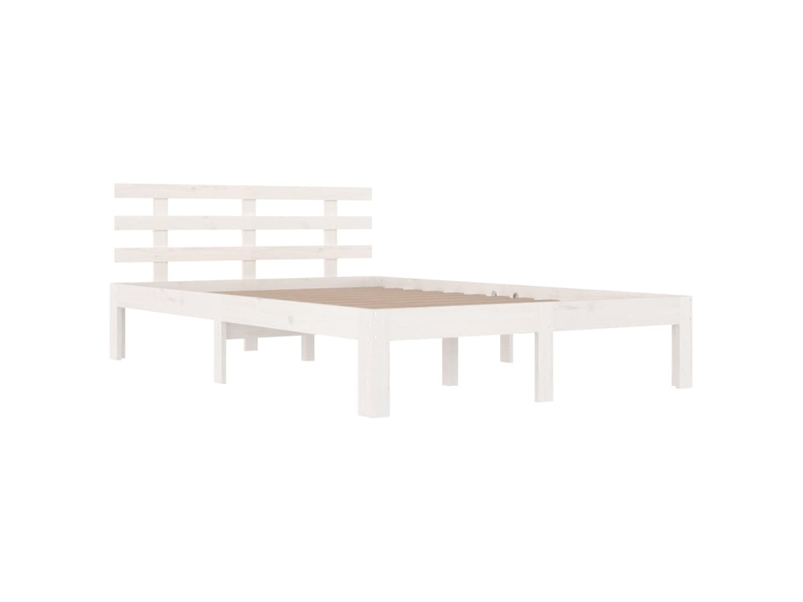 Estructura de cama doble madera maciza blanca 135x190 cm