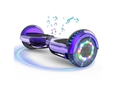 HITWAY Hoverboard de 6.5'' con Bluetooth, Luces LED - Morado