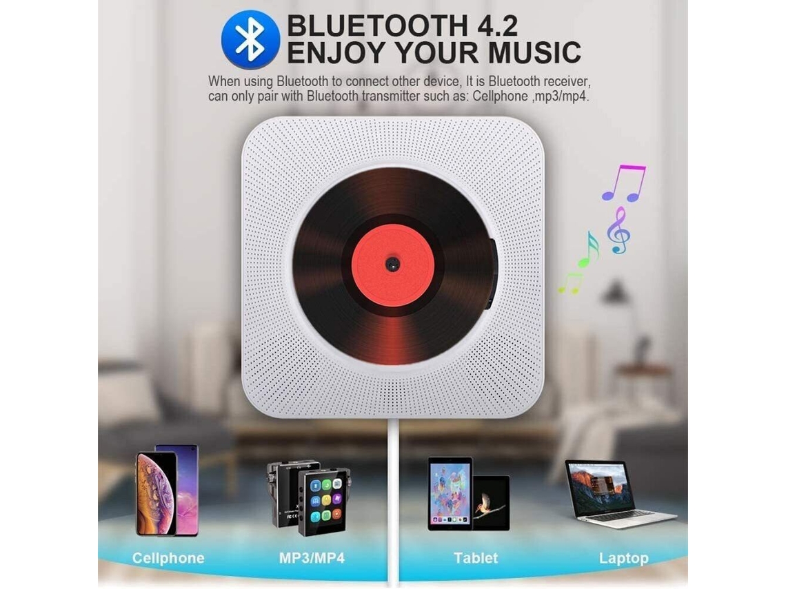Reproductor de CD Bluetooth con altavoces HIFI integrados