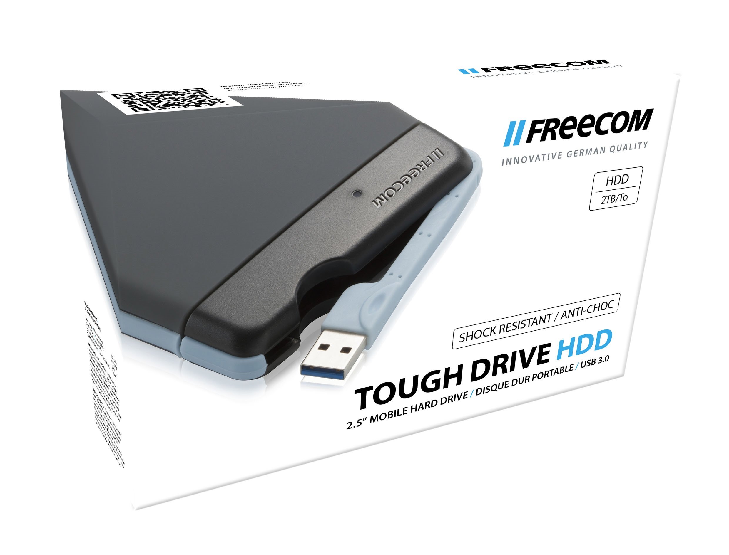 Disco HDD externo FREECOM Tough Drive (Gris - 2 TB - USB 3.0)