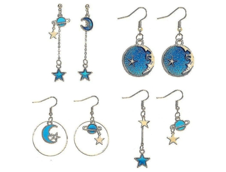 Pendientes Planeta Estudio asimétrico Star Earth Long colgante Hook