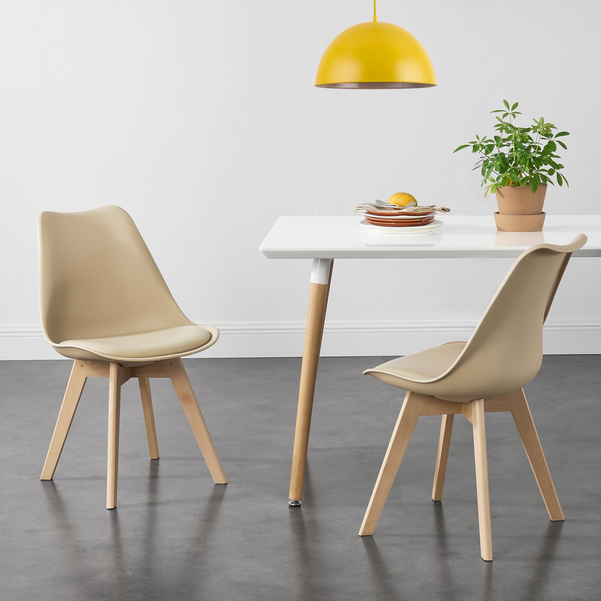 Juego de Sillas de Comedor [EN.CASA] Beige (Cuero sintético, Haya - 81 x 49 x 57 cm)