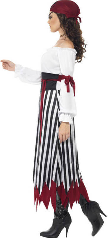 Disfraz Mujer Pirata con falda a rayas en varias tallas
