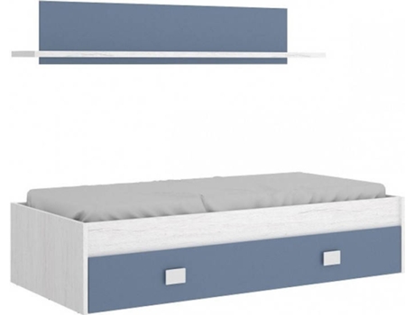 Cama Nido Noa con estante artic aguamarina doble dkit 03k4031873 blanco y azul madera metal 44 x 195 97