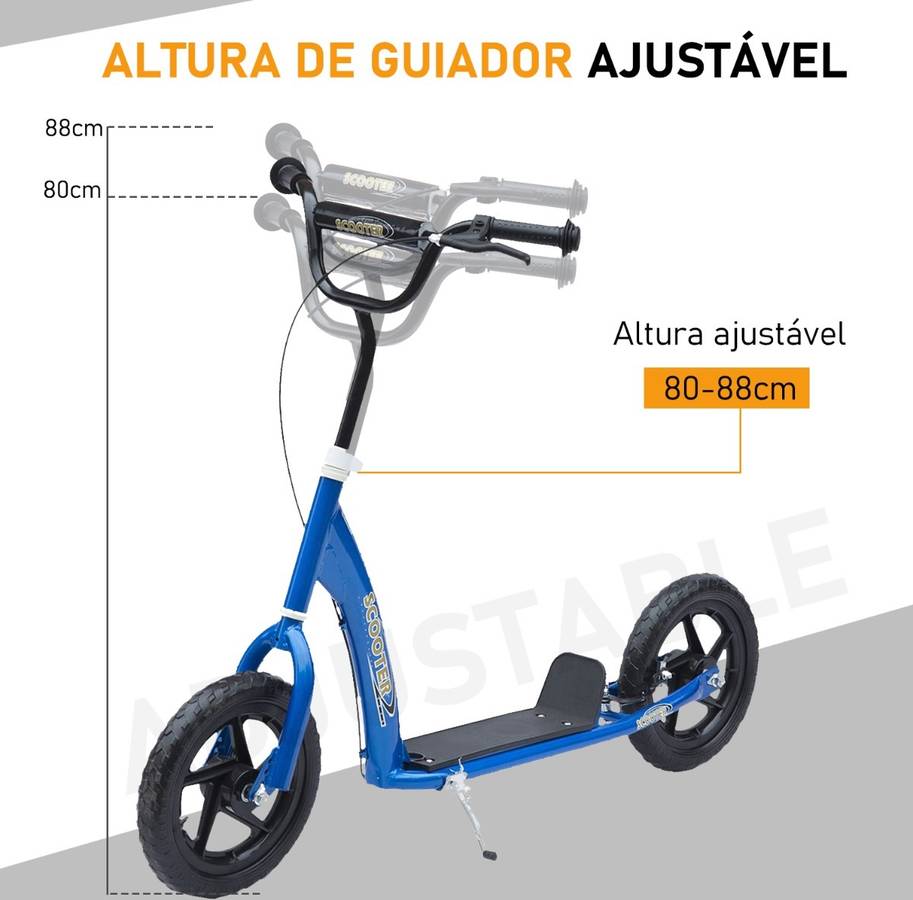 Patinete HOMCOM Manillar regulable en altura azul